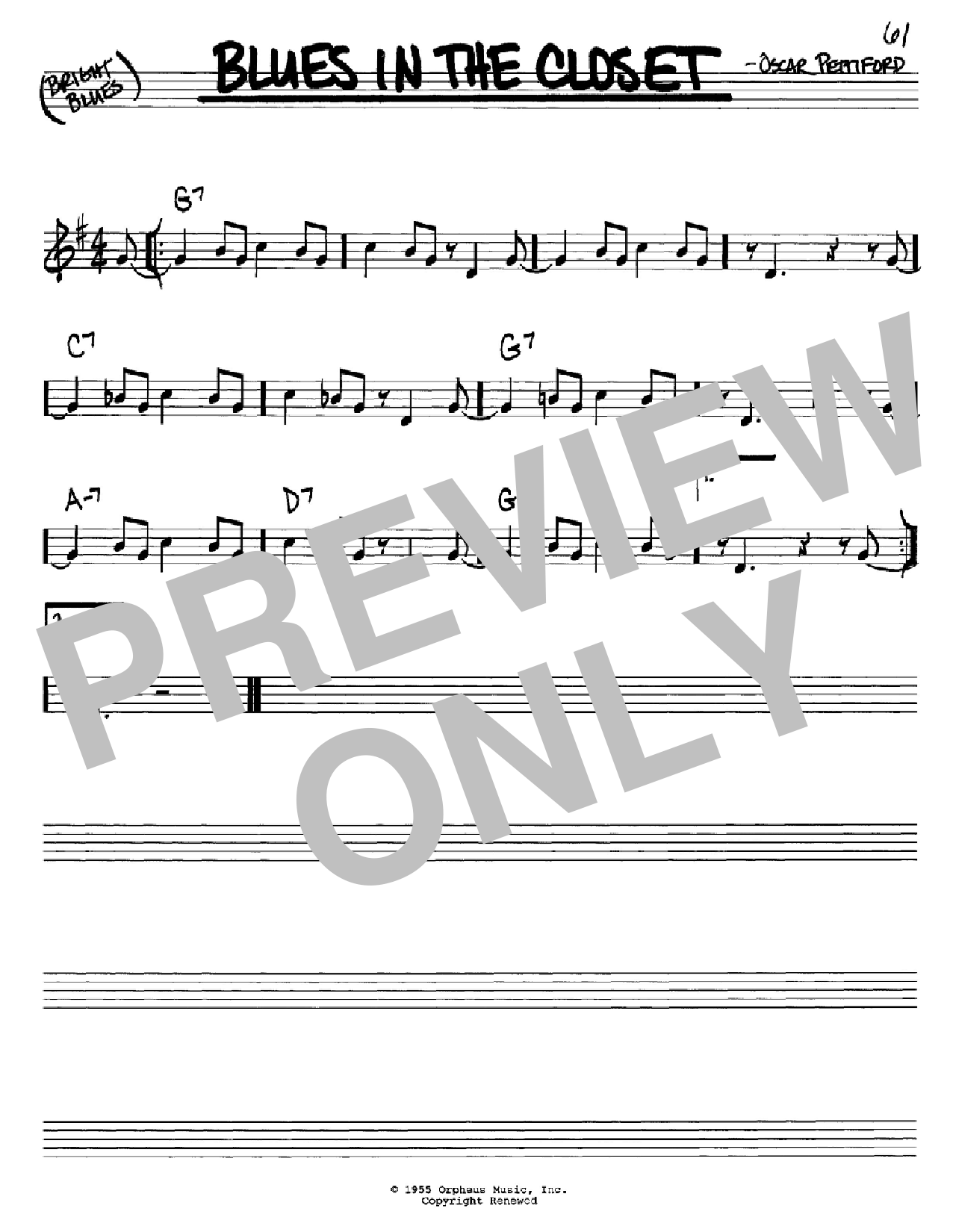Download Oscar Pettiford Blues In The Closet Sheet Music and learn how to play Piano Solo PDF digital score in minutes