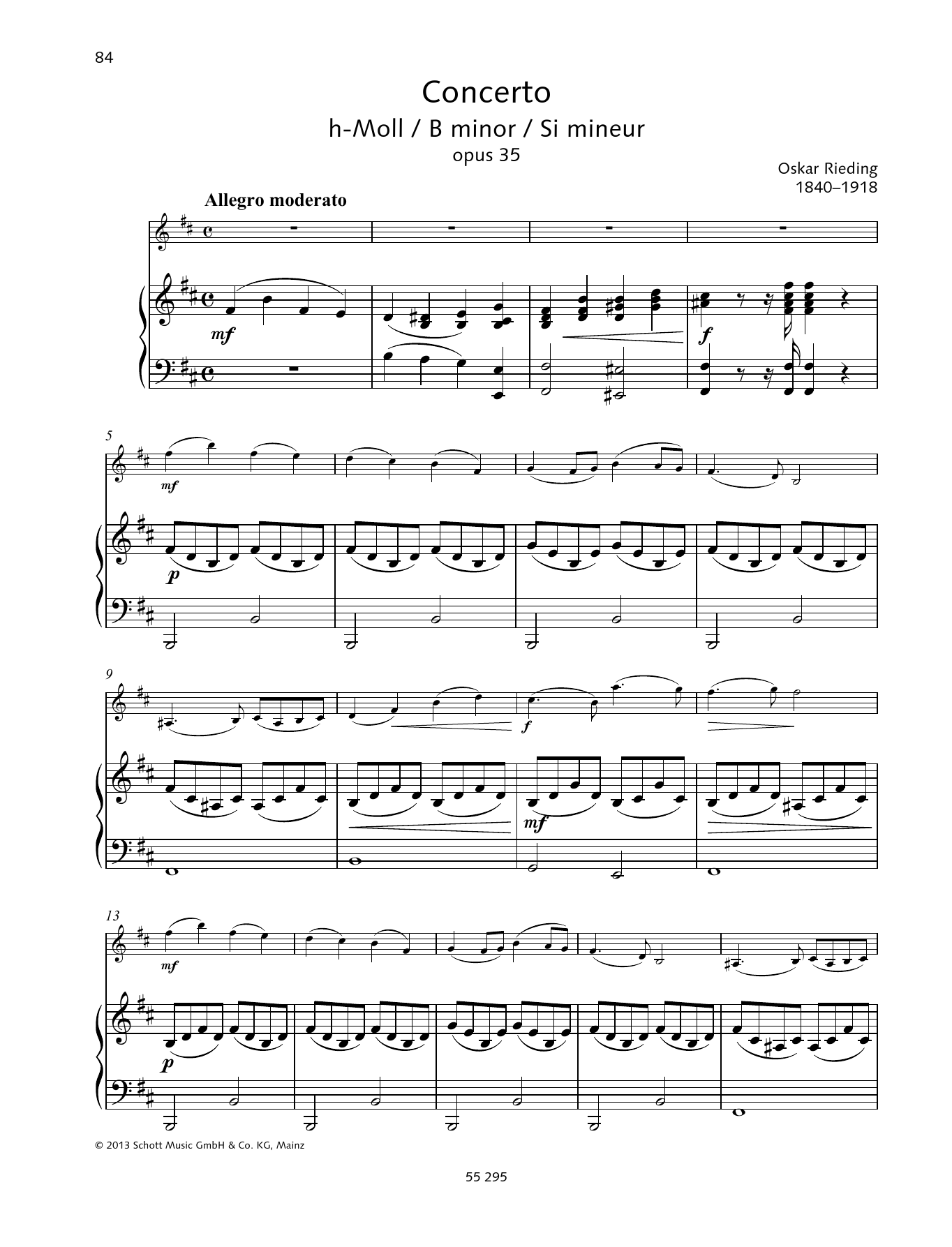 Download Oskar Rieding Concerto B minor Sheet Music and learn how to play String Solo PDF digital score in minutes