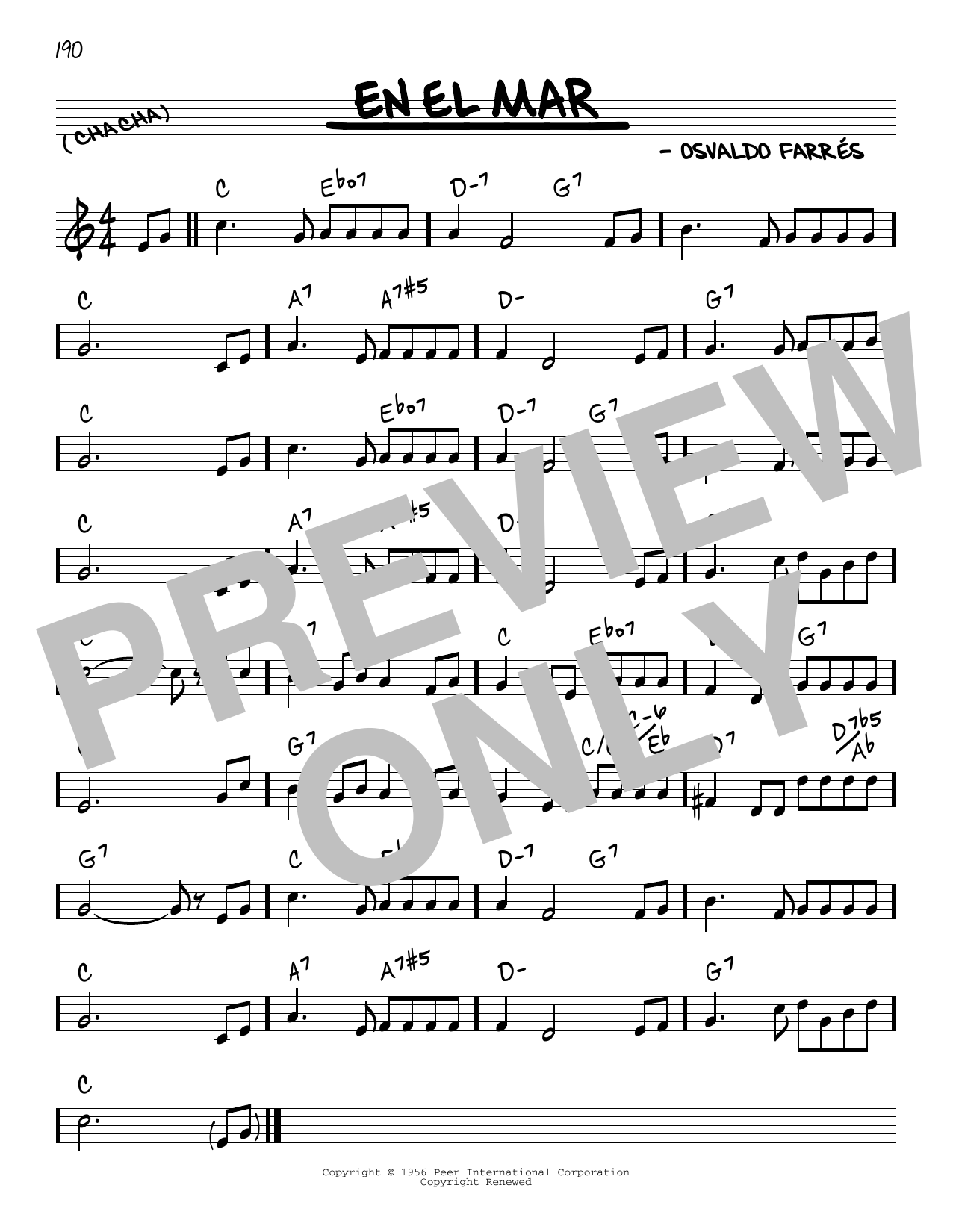 Download Osvaldo Farres En El Mar Sheet Music and learn how to play Real Book – Melody & Chords PDF digital score in minutes