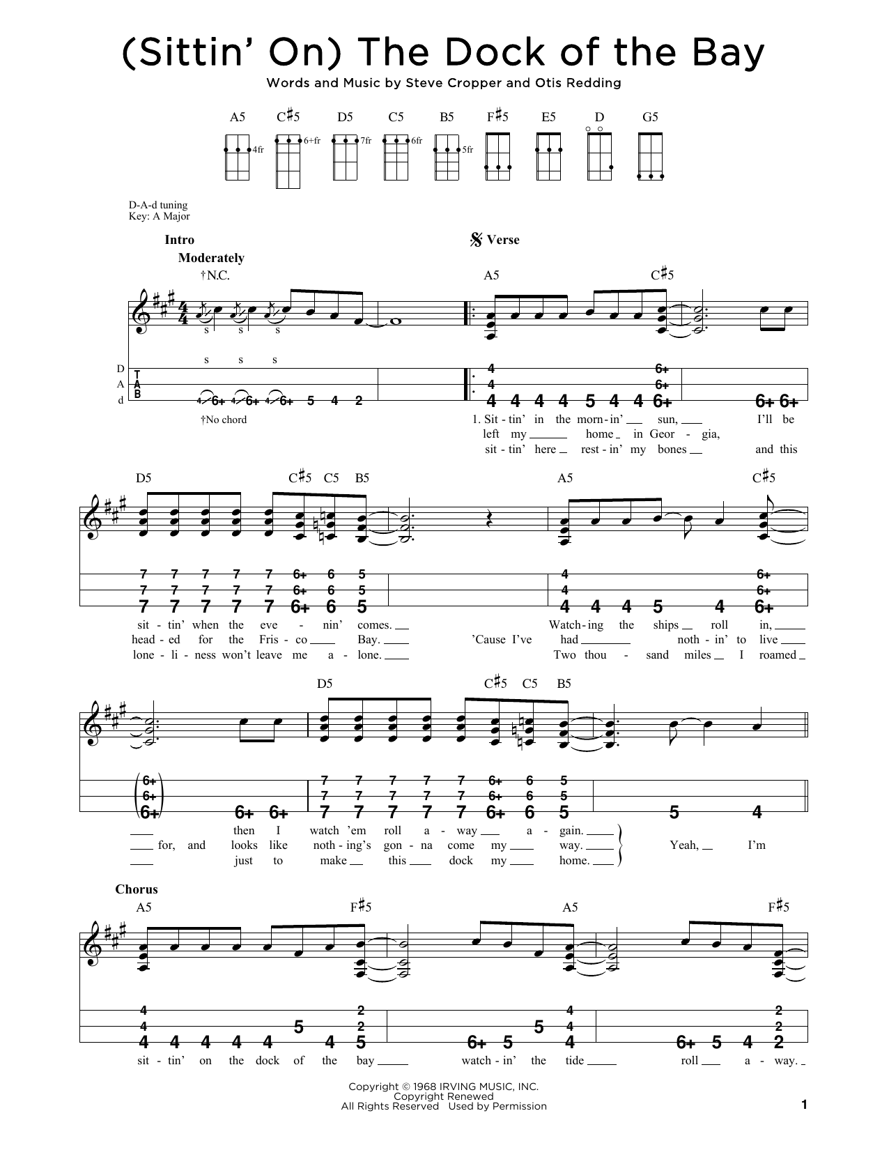 Download Otis Redding (Sittin' On) The Dock Of The Bay (arr. Steven B. Eulberg) Sheet Music and learn how to play Dulcimer PDF digital score in minutes