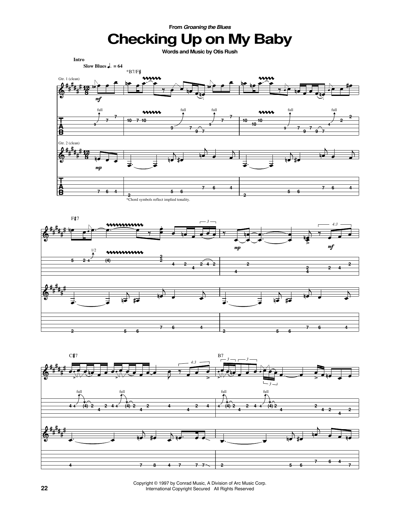 Download Otis Rush Checking On My Baby Sheet Music and learn how to play Real Book – Melody, Lyrics & Chords PDF digital score in minutes