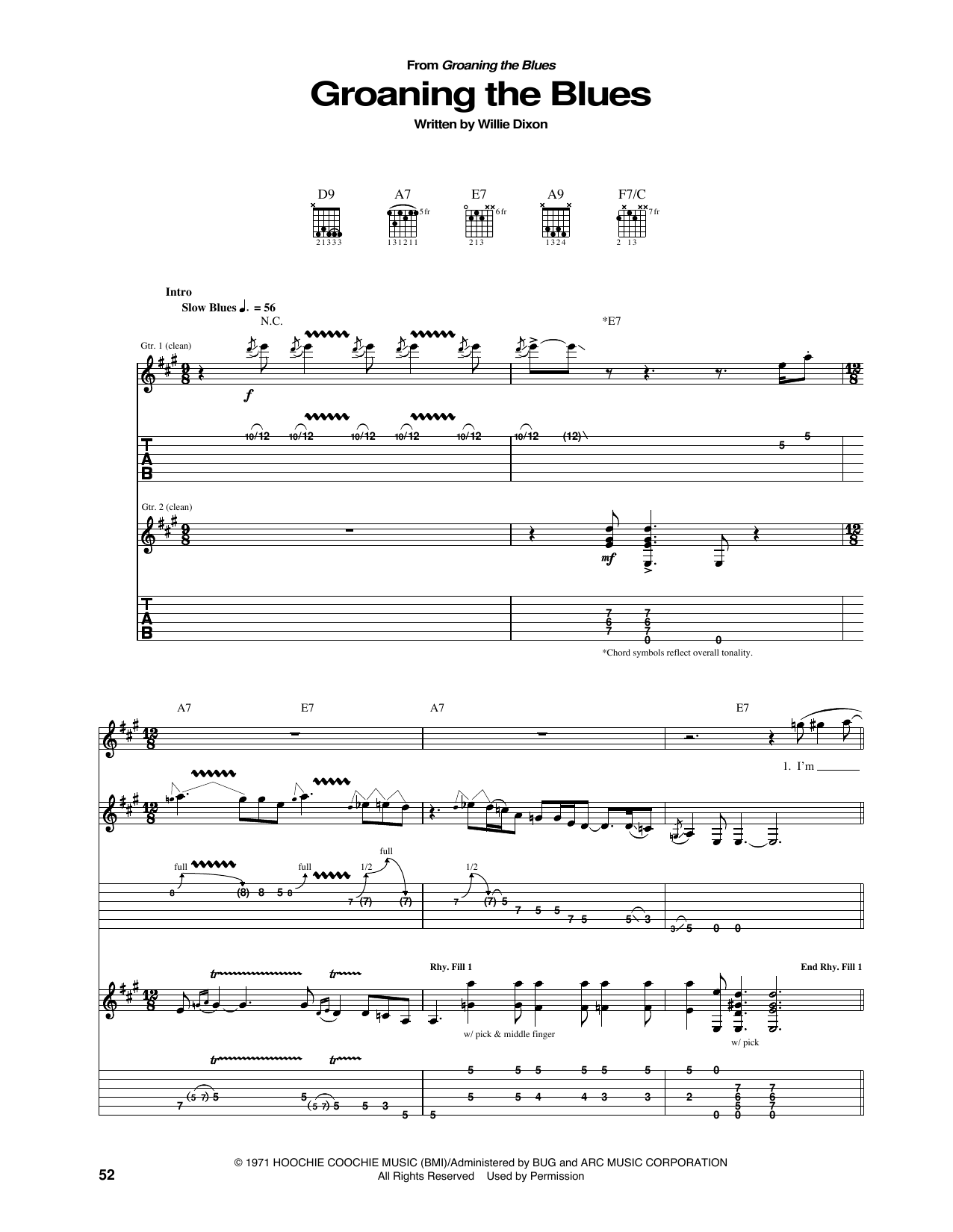 Download Willie Dixon Groaning The Blues Sheet Music and learn how to play Guitar Tab PDF digital score in minutes