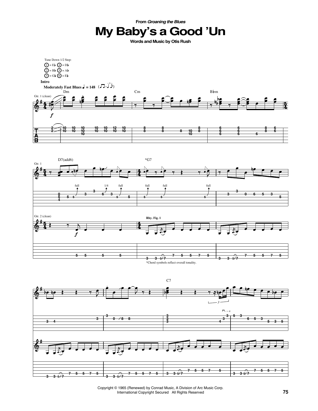 Download Otis Rush My Baby's A Good 'Un Sheet Music and learn how to play Guitar Tab PDF digital score in minutes
