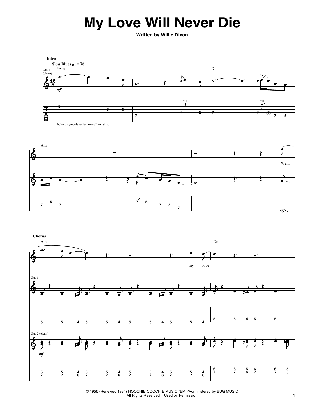 Download Otis Rush My Love Will Never Die Sheet Music and learn how to play Guitar Tab PDF digital score in minutes