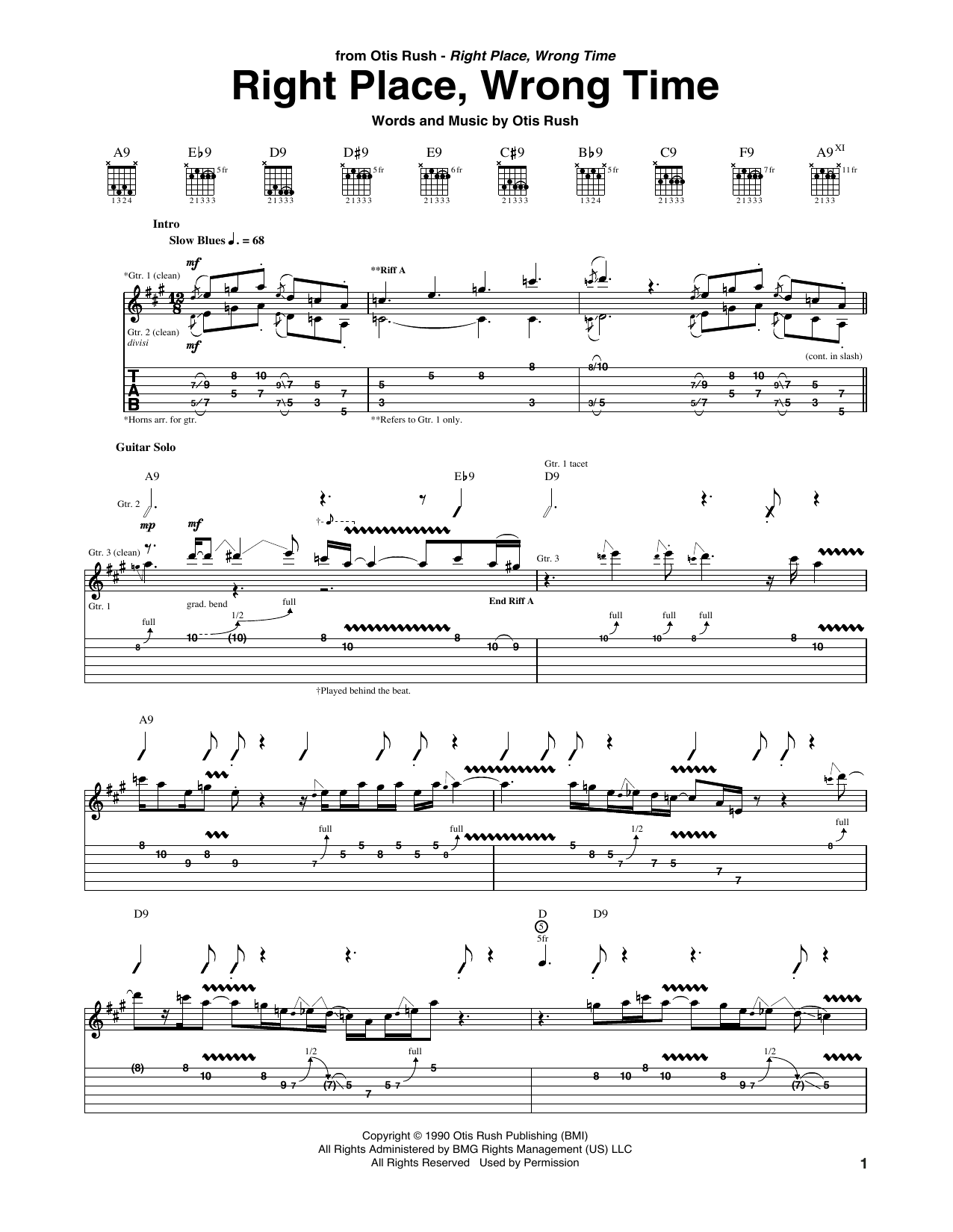 Download Otis Rush Right Place, Wrong Time Sheet Music and learn how to play Real Book – Melody, Lyrics & Chords PDF digital score in minutes