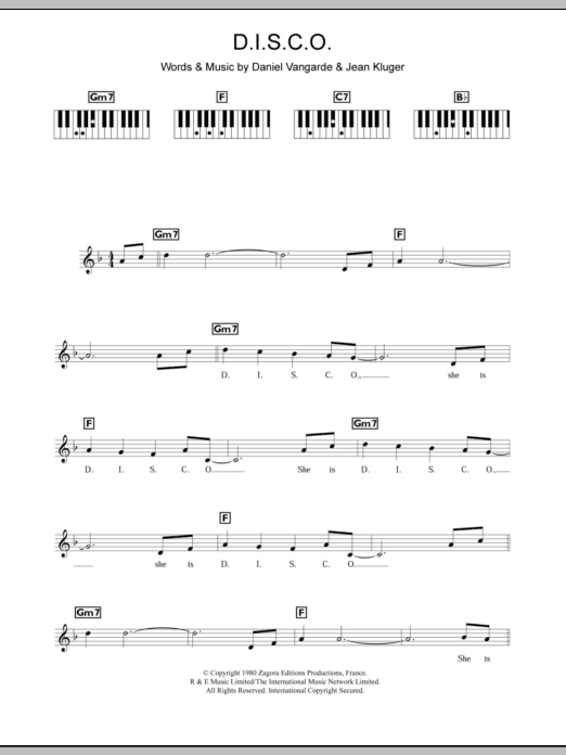 Download Ottawan D.I.S.C.O. Sheet Music and learn how to play Keyboard PDF digital score in minutes