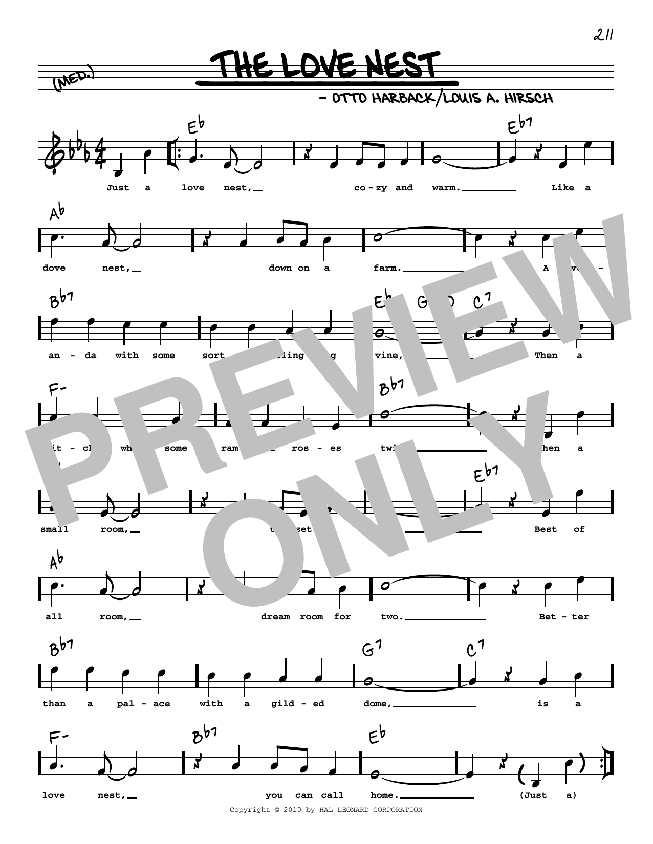 Download Otto Harbach The Love Nest (arr. Robert Rawlins) Sheet Music and learn how to play Real Book – Melody, Lyrics & Chords PDF digital score in minutes