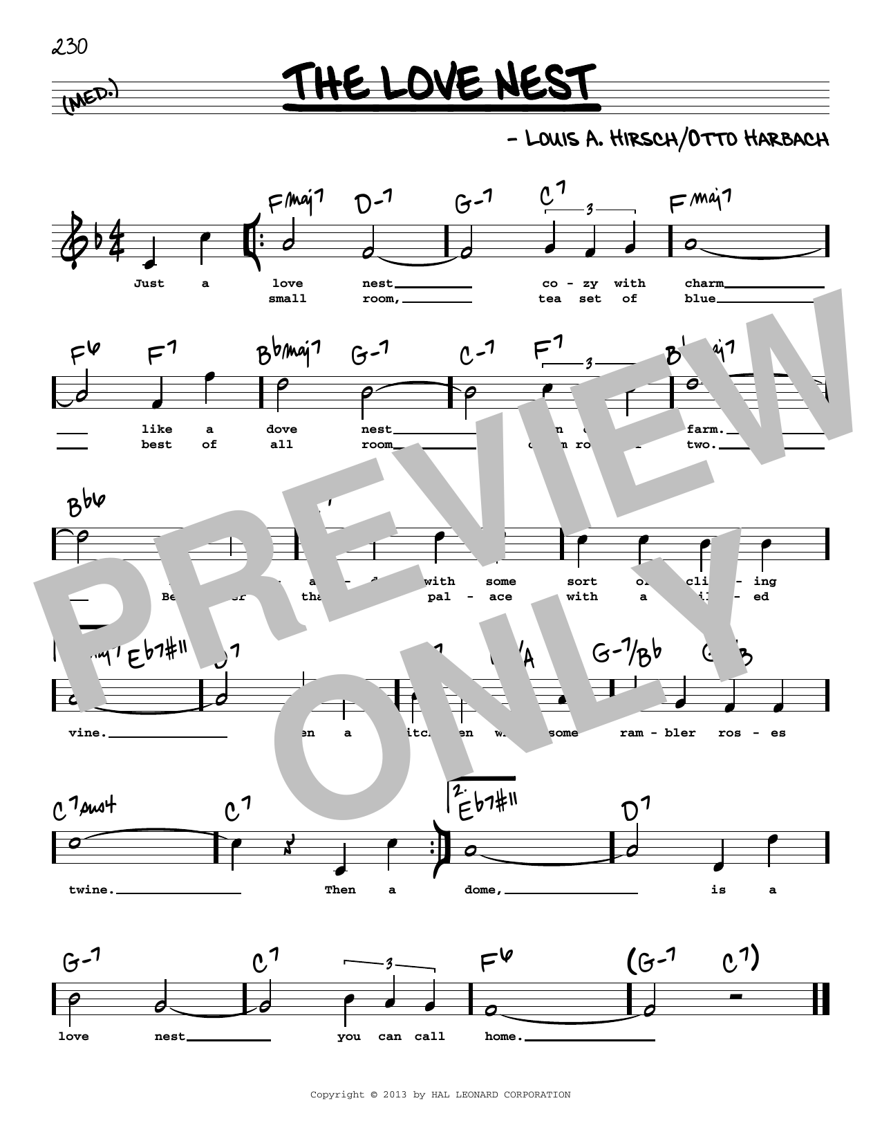 Download Otto Harbach The Love Nest (High Voice) Sheet Music and learn how to play Real Book – Melody, Lyrics & Chords PDF digital score in minutes