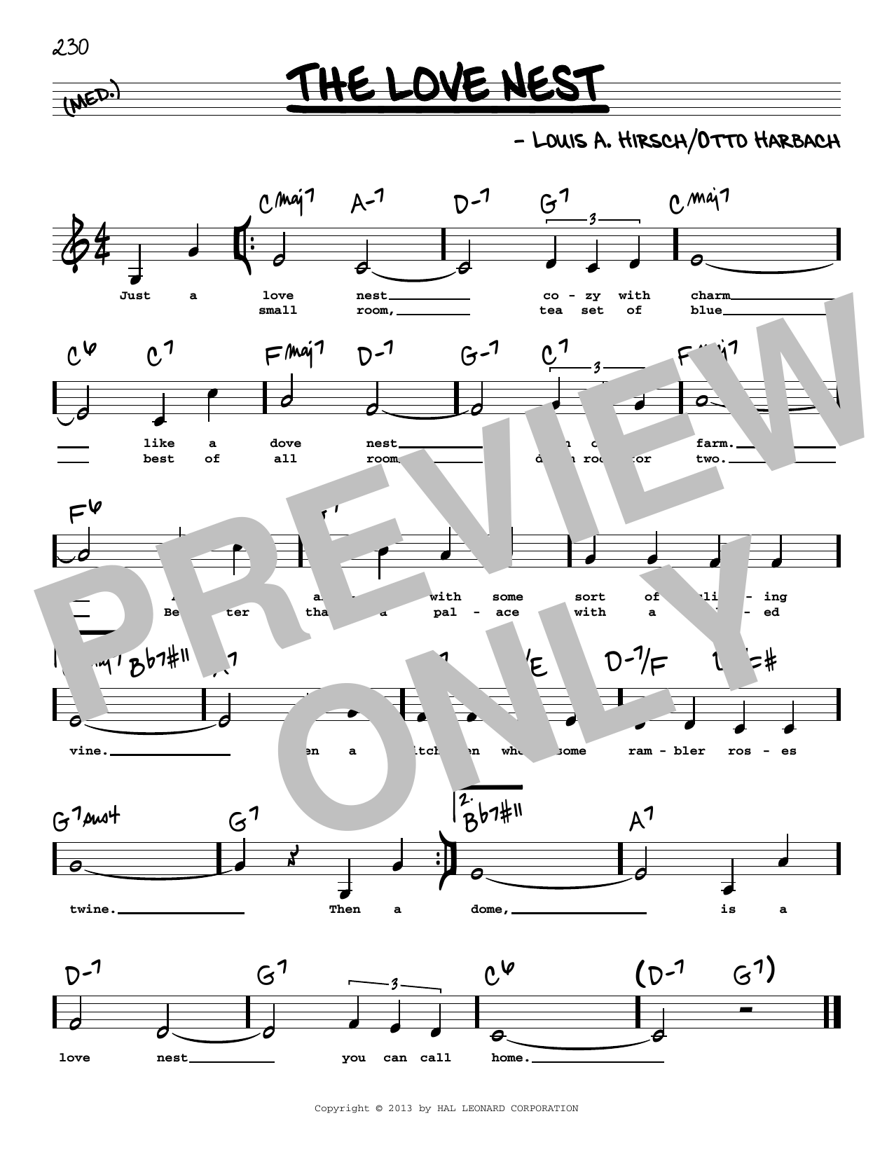 Download Otto Harbach The Love Nest (Low Voice) Sheet Music and learn how to play Real Book – Melody, Lyrics & Chords PDF digital score in minutes