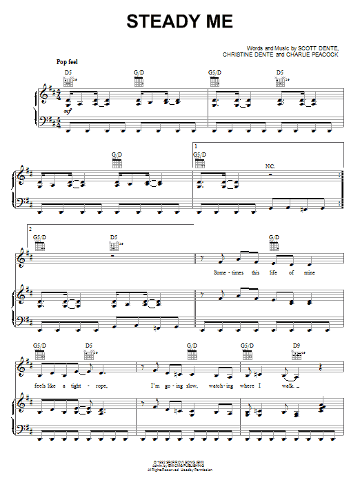 Download Out Of The Grey Steady Me Sheet Music and learn how to play Piano, Vocal & Guitar (Right-Hand Melody) PDF digital score in minutes