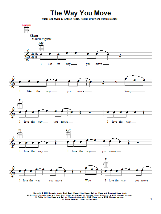 Download Outkast The Way You Move Sheet Music and learn how to play Violin PDF digital score in minutes