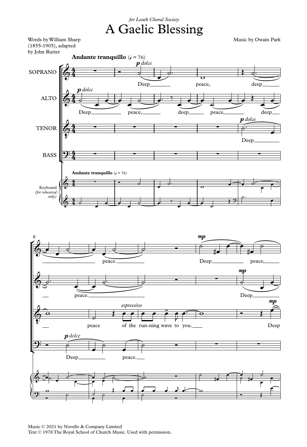 Download Owain Park A Gaelic Blessing Sheet Music and learn how to play SATB Choir PDF digital score in minutes
