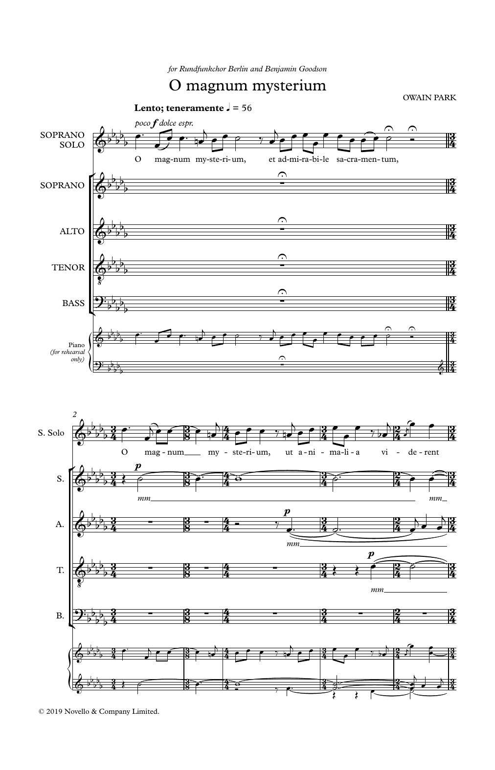Download Owain Park O Magnum Mysterium Sheet Music and learn how to play SATB Choir PDF digital score in minutes