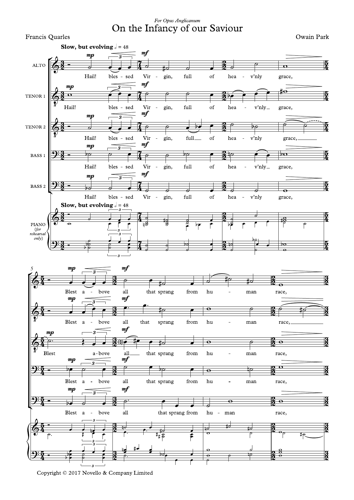 Download Owain Park On The Infancy Of Our Saviour Sheet Music and learn how to play Choir PDF digital score in minutes