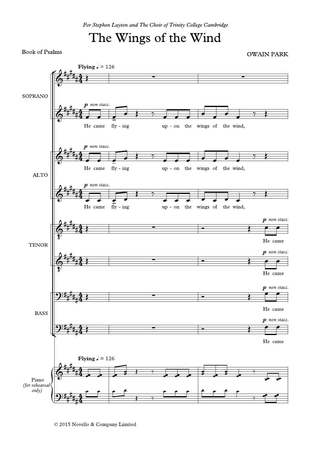 Download Owain Park The Wings Of The Wind Sheet Music and learn how to play SATB Choir PDF digital score in minutes