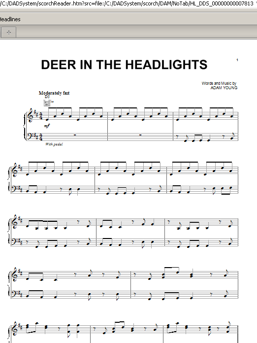 Download Owl City Deer In The Headlights Sheet Music and learn how to play Piano, Vocal & Guitar (Right-Hand Melody) PDF digital score in minutes