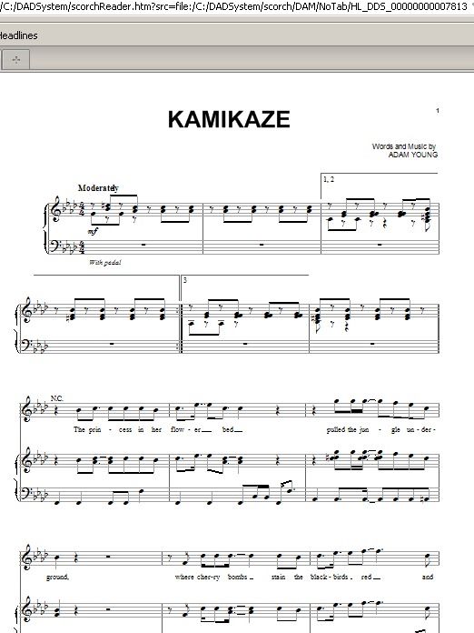 Download Owl City Kamikaze Sheet Music and learn how to play Piano, Vocal & Guitar (Right-Hand Melody) PDF digital score in minutes