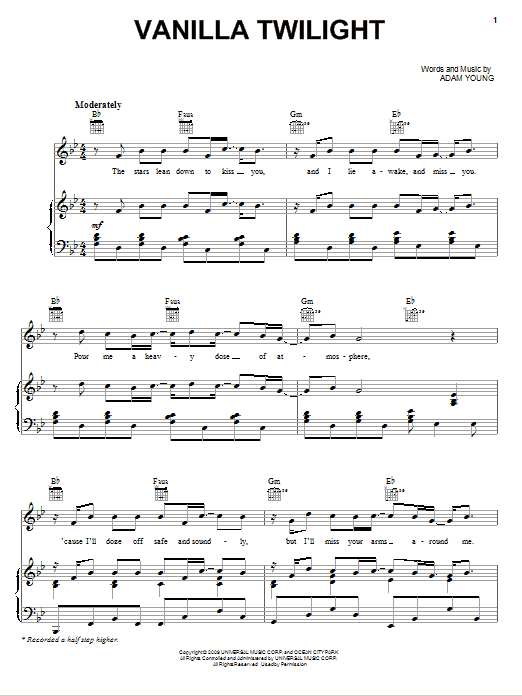 Download Owl City Vanilla Twilight Sheet Music and learn how to play Easy Piano PDF digital score in minutes