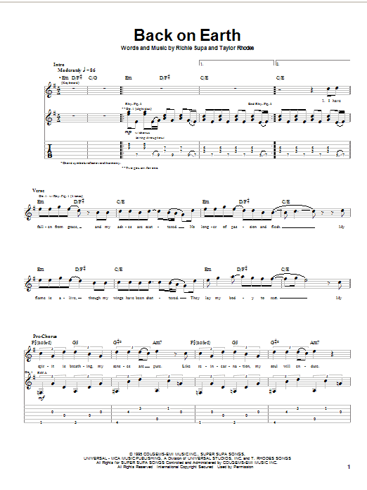 Download Ozzy Osbourne Back On Earth Sheet Music and learn how to play Guitar Tab PDF digital score in minutes