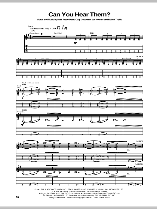 Download Ozzy Osbourne Can You Hear Them? Sheet Music and learn how to play Guitar Tab PDF digital score in minutes
