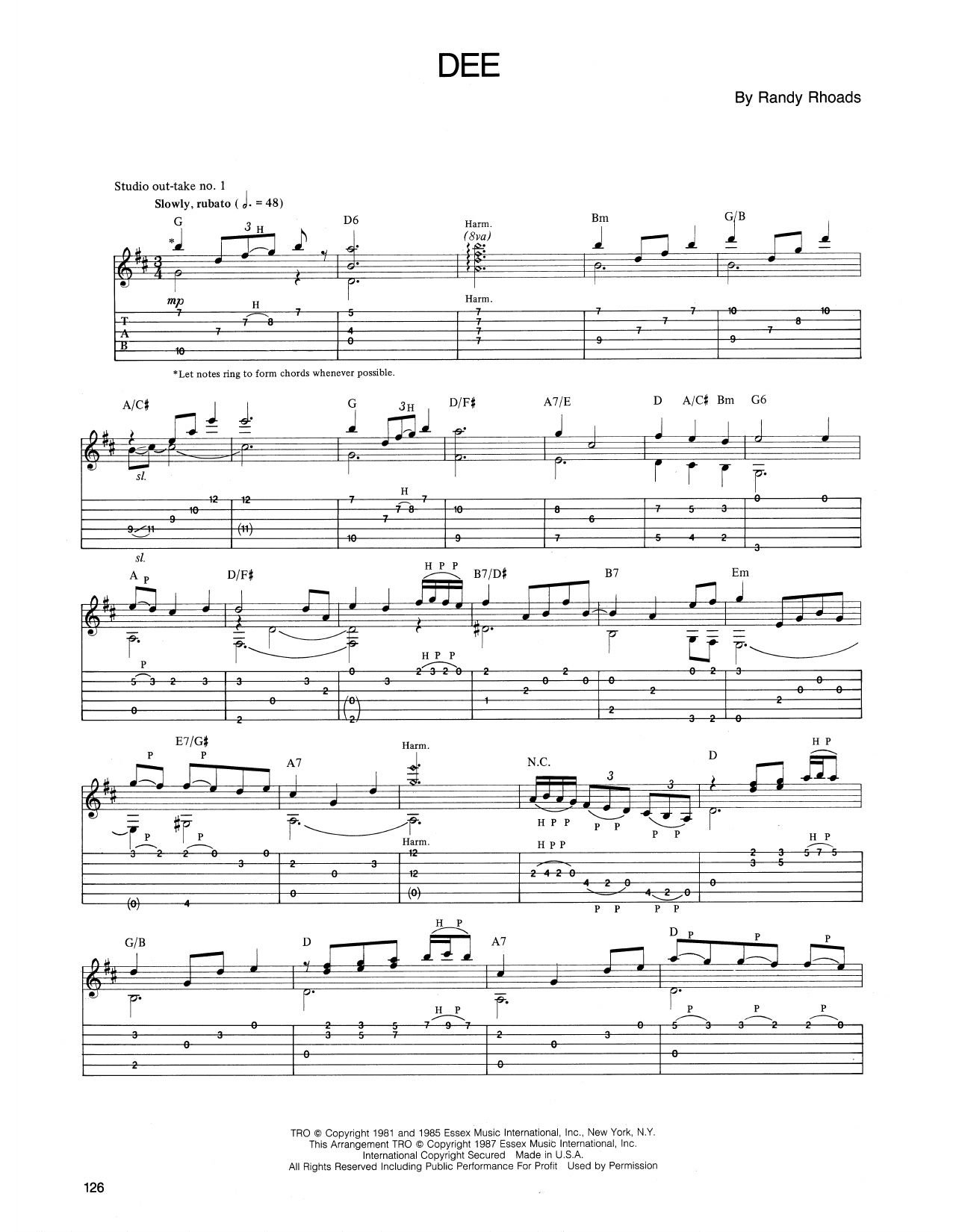 Download Ozzy Osbourne Dee Sheet Music and learn how to play Guitar Tab PDF digital score in minutes