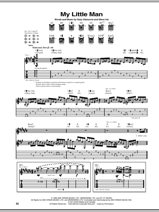 Download Ozzy Osbourne My Little Man Sheet Music and learn how to play Guitar Tab PDF digital score in minutes