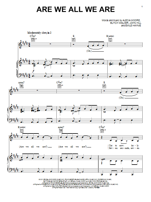 Download Pink Are We All We Are Sheet Music and learn how to play Piano, Vocal & Guitar (Right-Hand Melody) PDF digital score in minutes