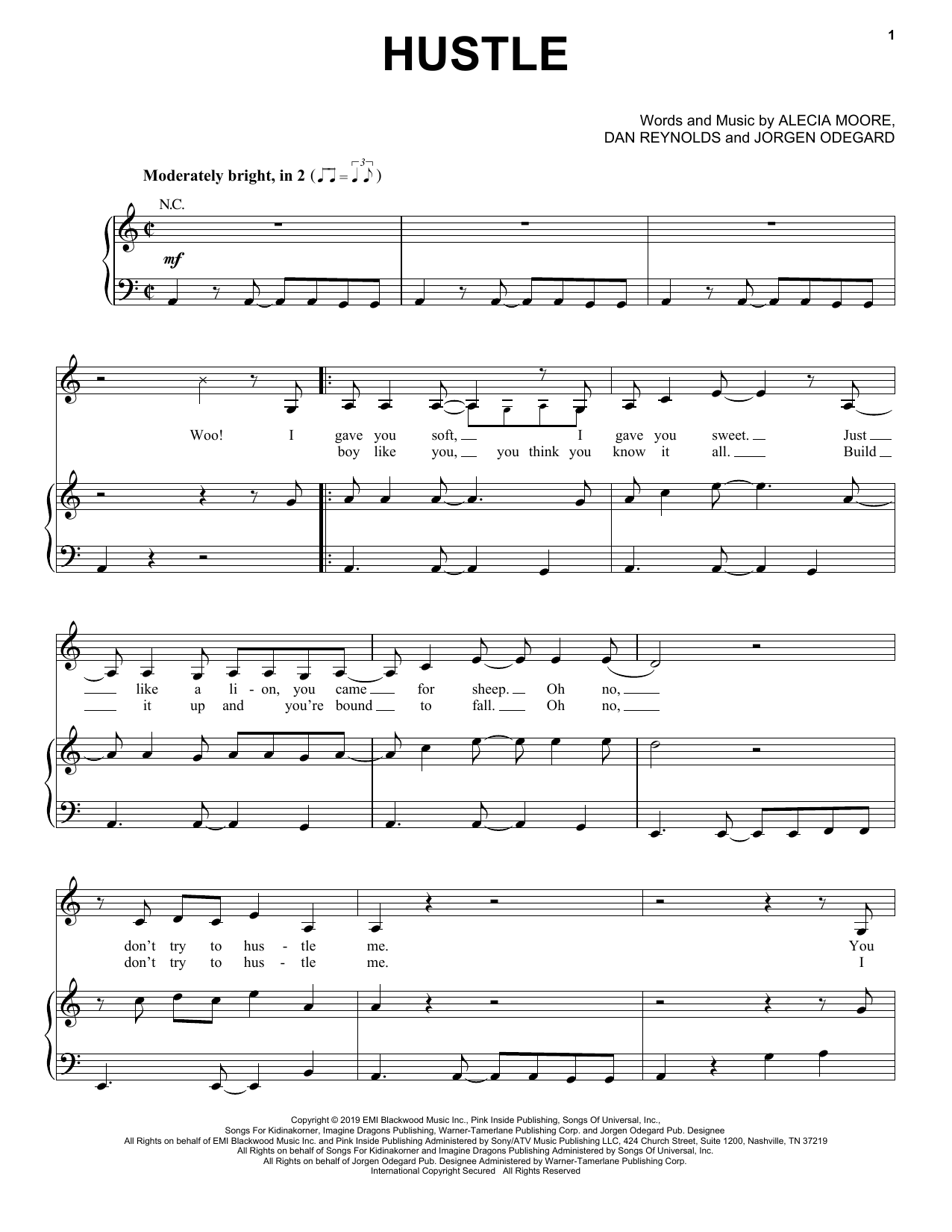 Download Pink Hustle Sheet Music and learn how to play Piano, Vocal & Guitar Chords (Right-Hand Melody) PDF digital score in minutes