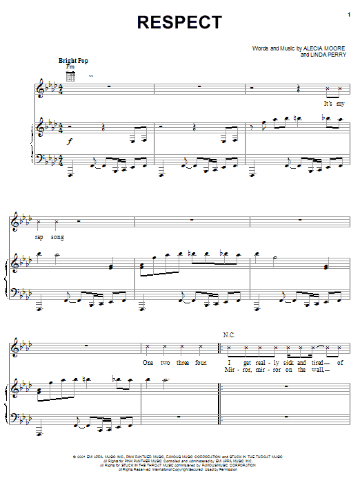 Download Pink Respect Sheet Music and learn how to play Piano, Vocal & Guitar (Right-Hand Melody) PDF digital score in minutes