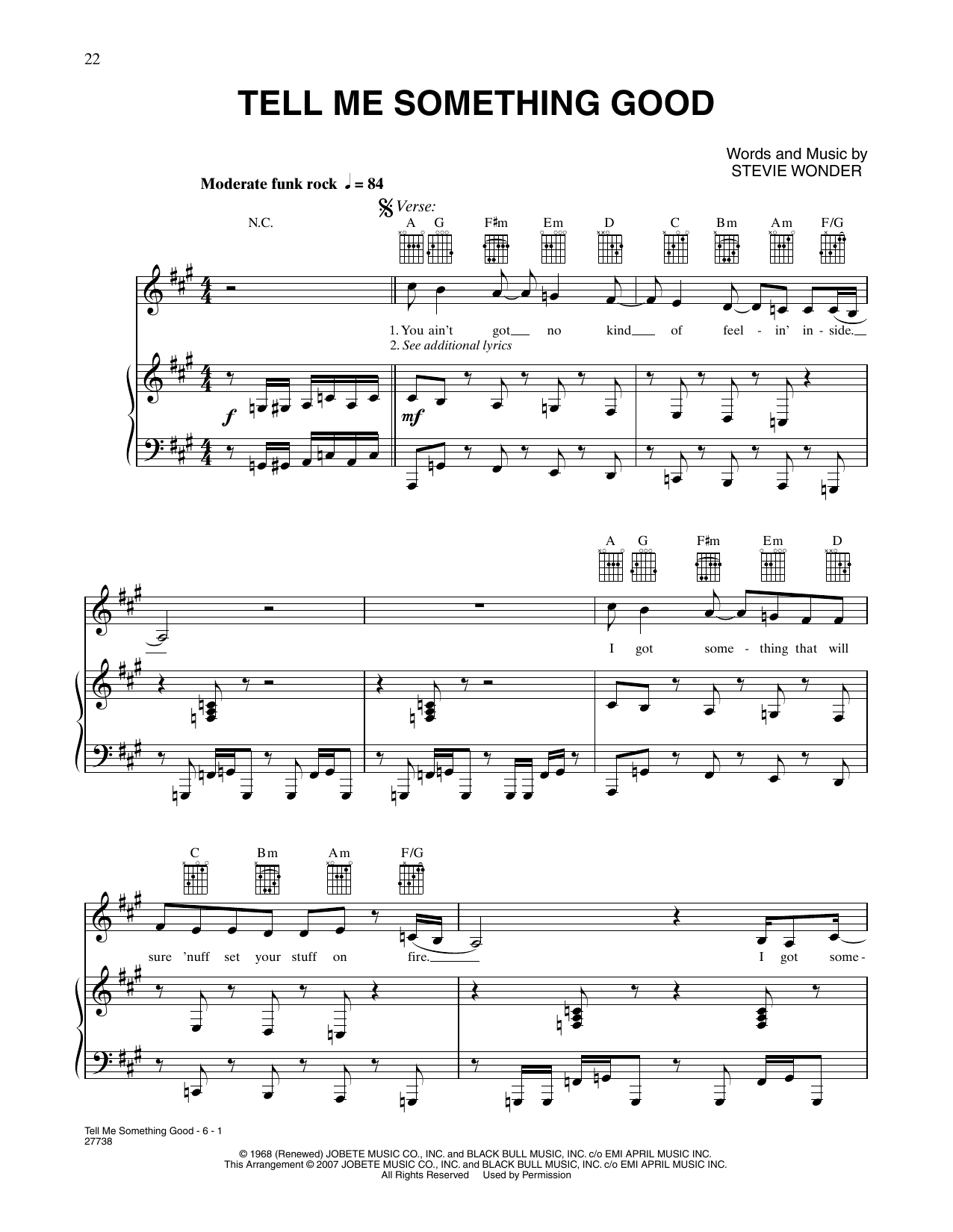 Download P!nk Tell Me Something Good (from Happy Feet) Sheet Music and learn how to play Piano, Vocal & Guitar Chords (Right-Hand Melody) PDF digital score in minutes