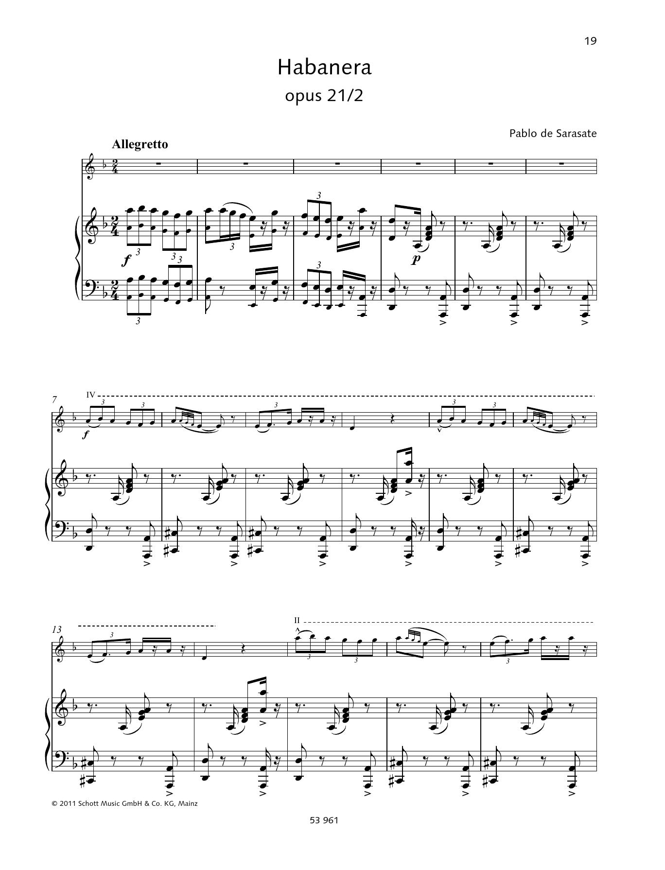 Download Pablo De Sarasate Habañera Sheet Music and learn how to play String Solo PDF digital score in minutes