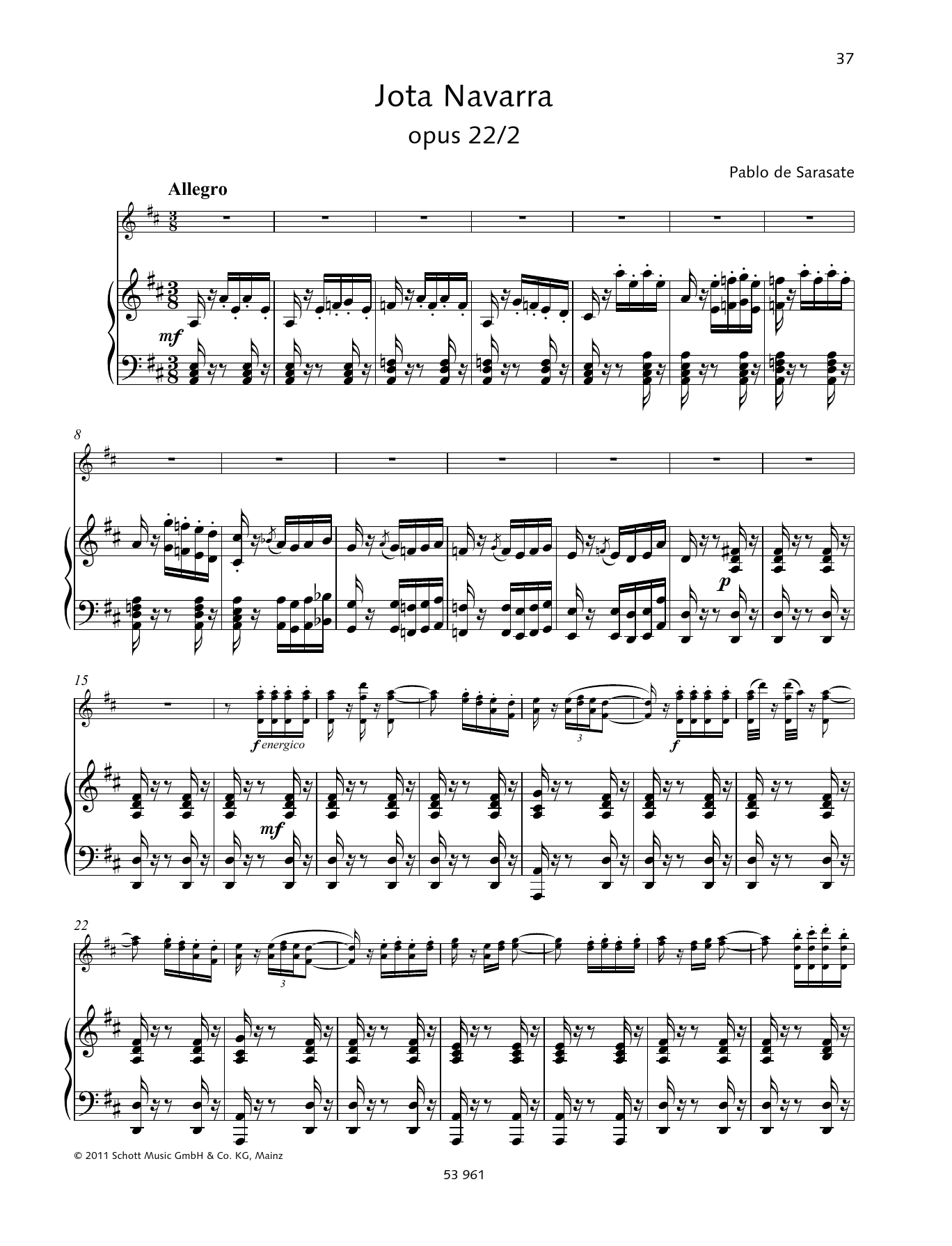 Download Pablo De Sarasate Jota navarra Sheet Music and learn how to play String Solo PDF digital score in minutes