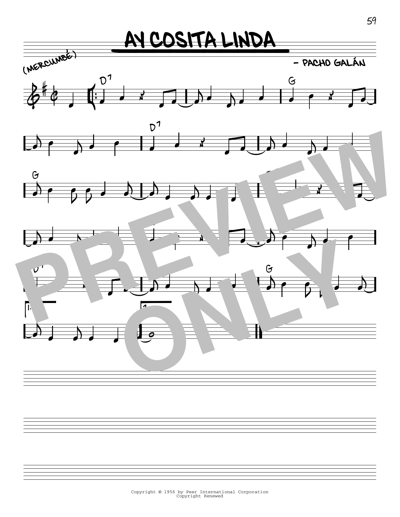 Download Pacho Galan Ay Cosita Linda Sheet Music and learn how to play Real Book – Melody & Chords PDF digital score in minutes