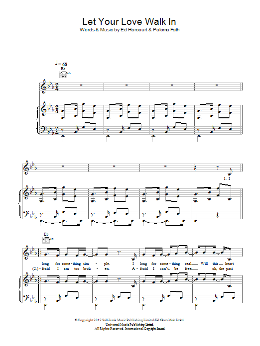 Download Paloma Faith Let Your Love Walk In Sheet Music and learn how to play Piano, Vocal & Guitar (Right-Hand Melody) PDF digital score in minutes