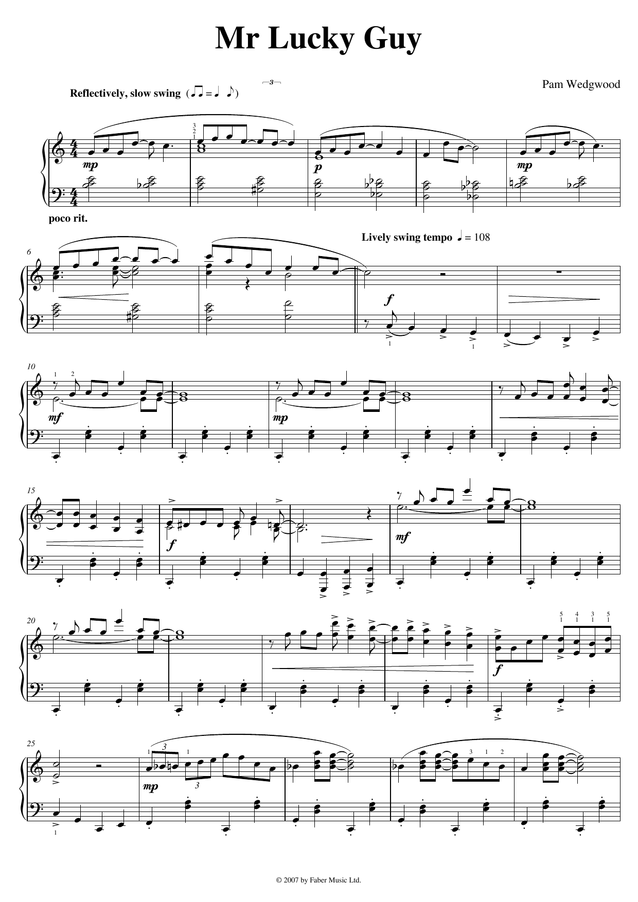 Download Pam Wedgwood Mr. Lucky Guy Sheet Music and learn how to play Piano Solo PDF digital score in minutes