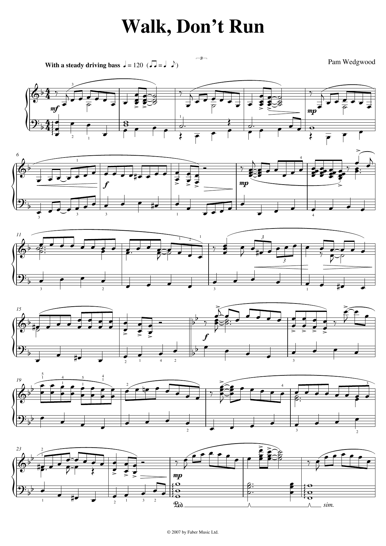 Download Pam Wedgwood Walk Don't Run Sheet Music and learn how to play Piano Solo PDF digital score in minutes