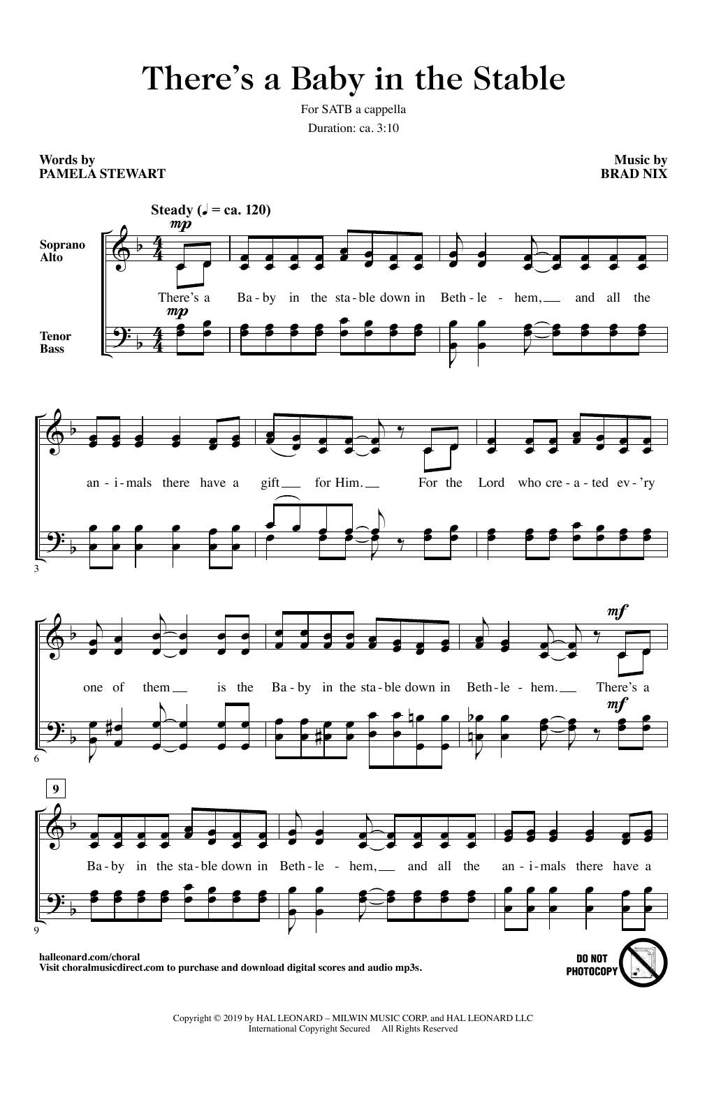 Download Pamela Stewart & Brad Nix There's A Baby In The Stable Sheet Music and learn how to play SATB Choir PDF digital score in minutes