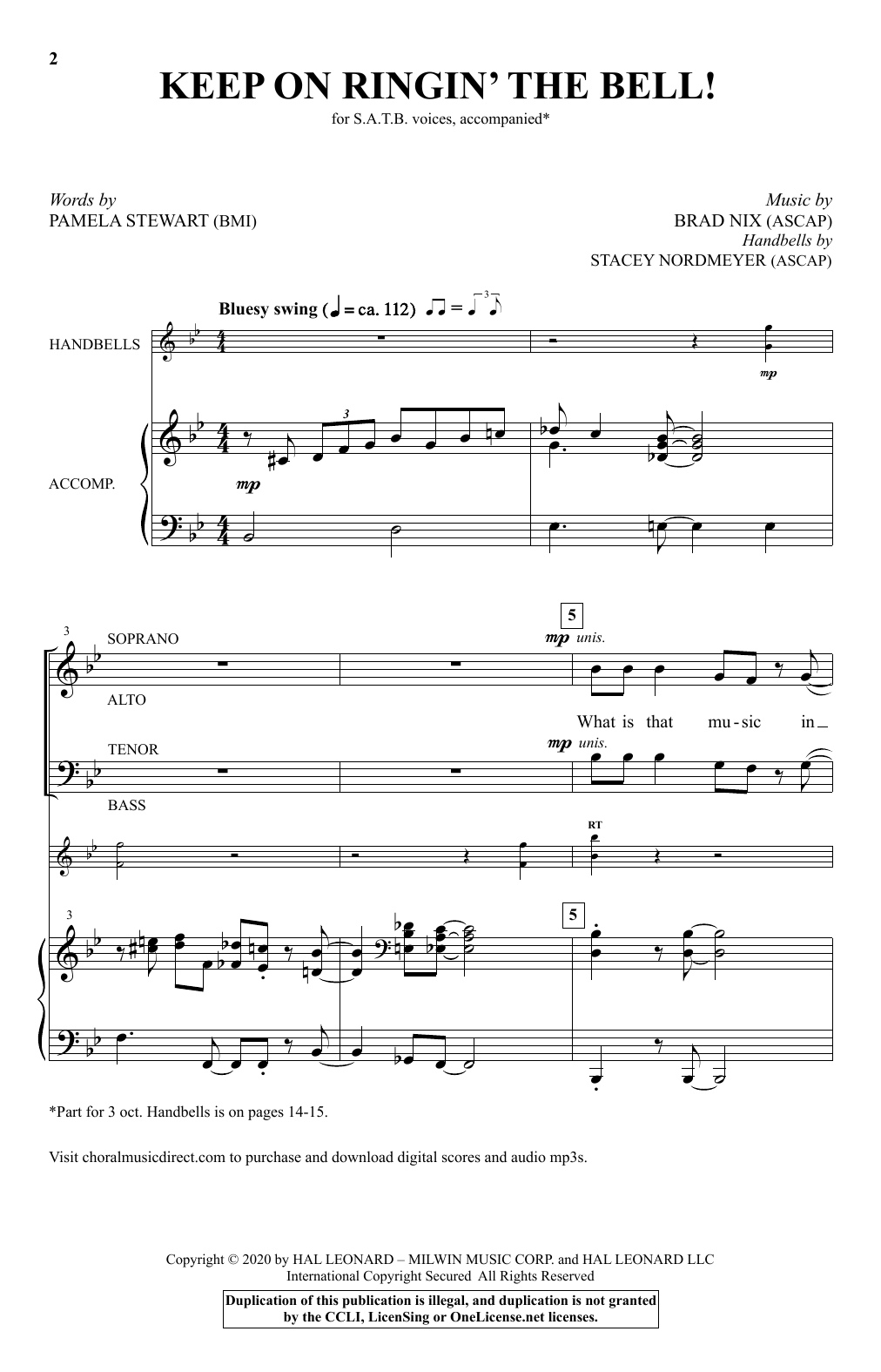 Download Pamela Stewart and Brad Nix Keep On Ringin' The Bell! Sheet Music and learn how to play SATB Choir PDF digital score in minutes
