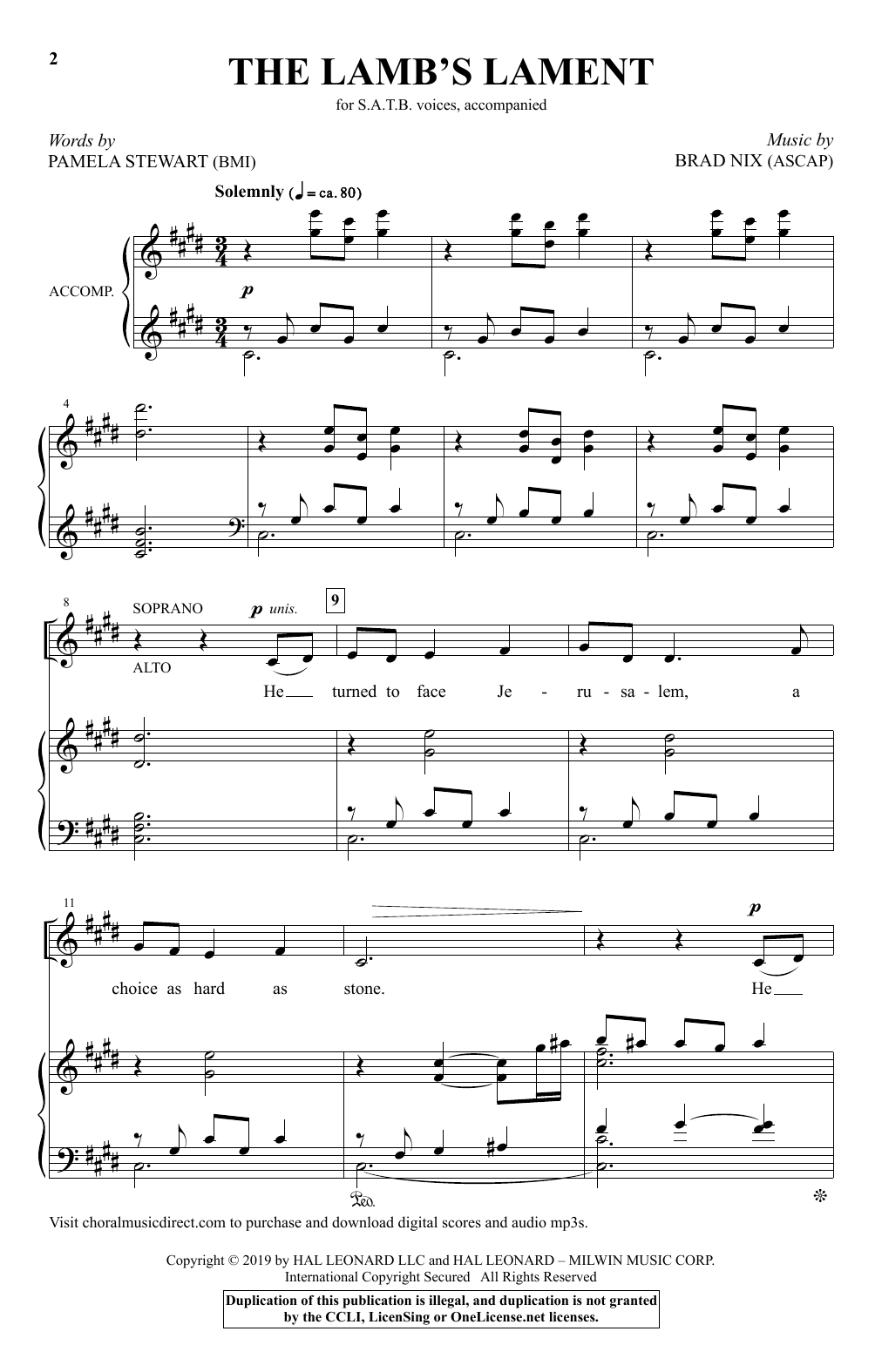 Download Pamela Stewart and Brad Nix The Lamb's Lament Sheet Music and learn how to play SATB Choir PDF digital score in minutes