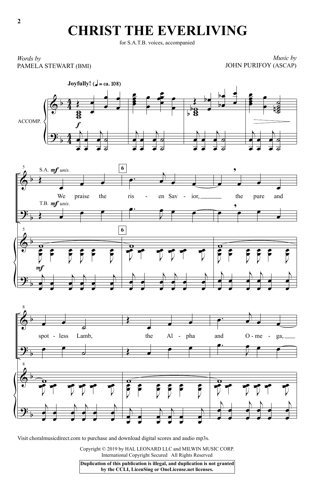 Download Pamela Stewart and John Purifoy Christ The Everliving Sheet Music and learn how to play SATB Choir PDF digital score in minutes