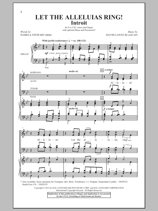 Download Pamela Stewart Let The Alleluias Ring! (Introit And Benediction) Sheet Music and learn how to play SATB PDF digital score in minutes