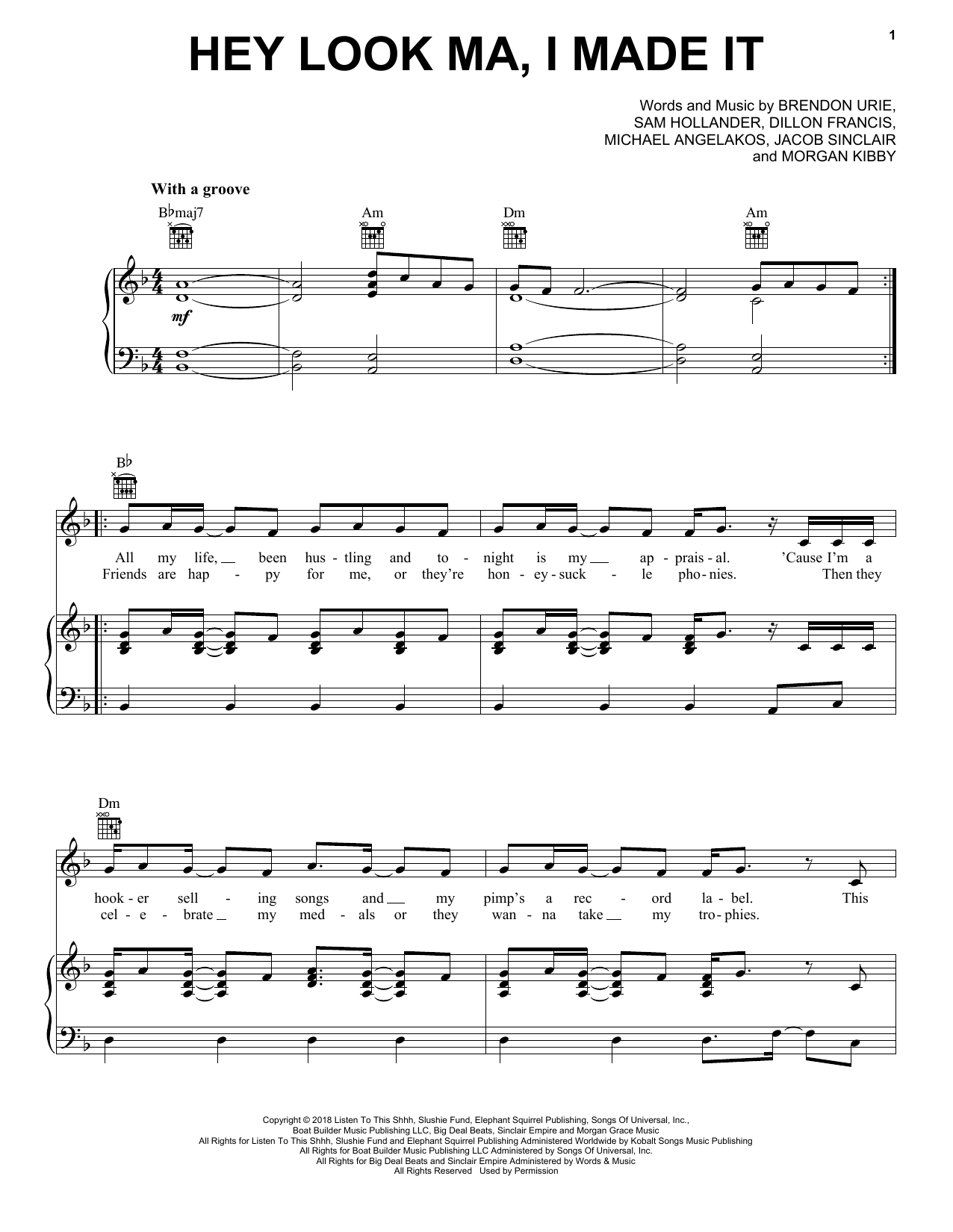 Download Panic! At The Disco Hey Look Ma, I Made It Sheet Music and learn how to play Big Note Piano PDF digital score in minutes