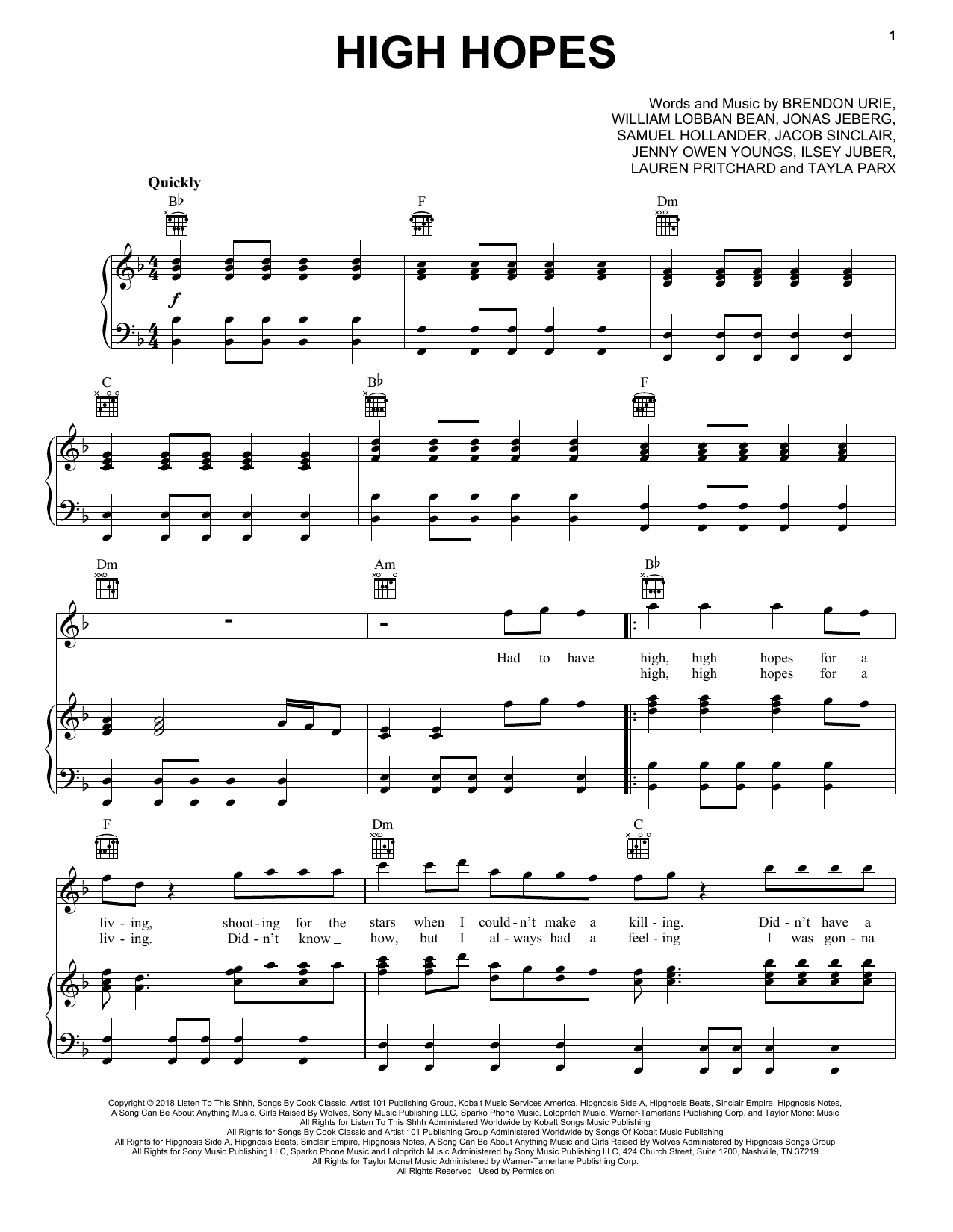 Download Panic! At The Disco High Hopes Sheet Music and learn how to play Clarinet Solo PDF digital score in minutes