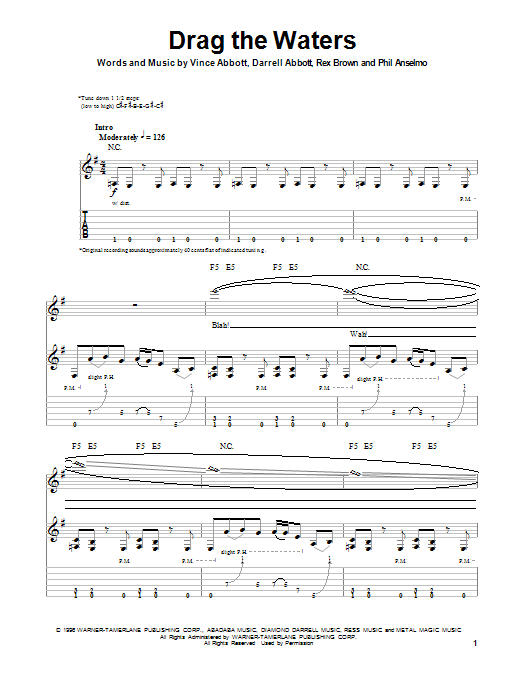 Download Pantera Drag The Waters Sheet Music and learn how to play Bass Guitar Tab PDF digital score in minutes