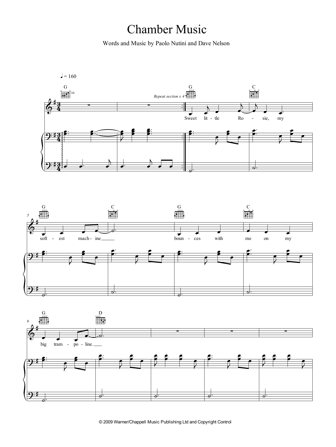 Download Paolo Nutini Chamber Music Sheet Music and learn how to play Piano, Vocal & Guitar (Right-Hand Melody) PDF digital score in minutes