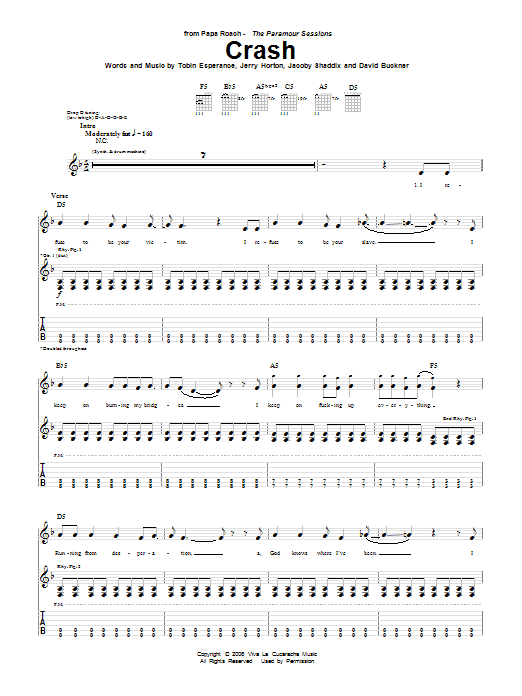 Download Papa Roach Crash Sheet Music and learn how to play Guitar Tab PDF digital score in minutes