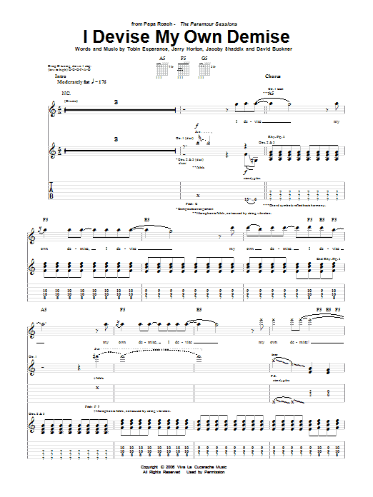 Download Papa Roach I Devise My Own Demise Sheet Music and learn how to play Guitar Tab PDF digital score in minutes