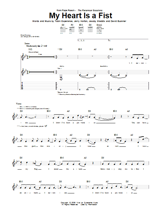 Download Papa Roach My Heart Is A Fist Sheet Music and learn how to play Guitar Tab PDF digital score in minutes