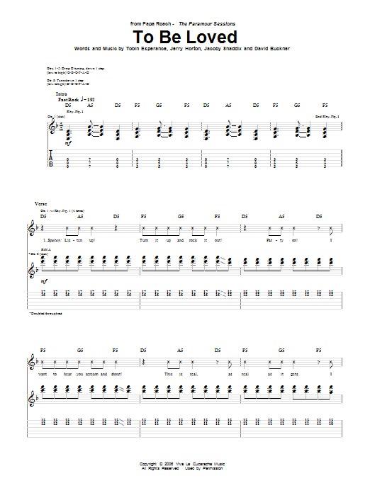 Download Papa Roach To Be Loved Sheet Music and learn how to play Guitar Tab PDF digital score in minutes