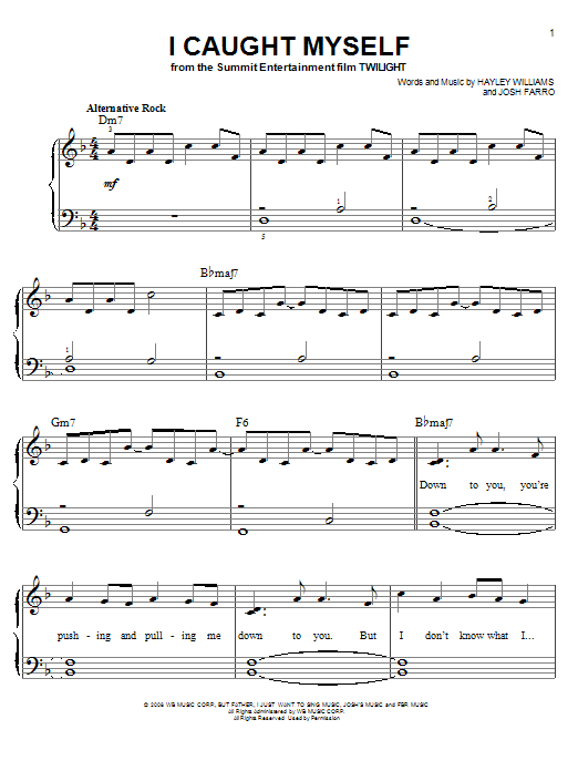 Download Paramore I Caught Myself Sheet Music and learn how to play Piano Duet PDF digital score in minutes